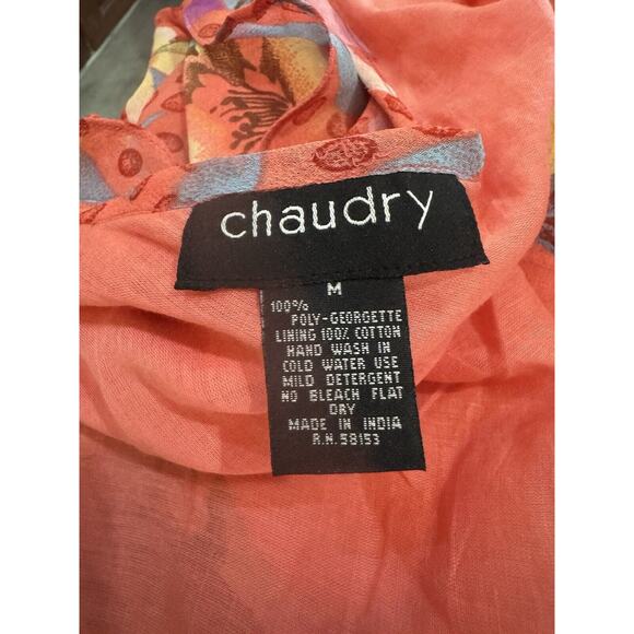 Chaudry KC Maxi Dress Hawaiian Pink Floral Long Ruffled Sleeveless Medium NEW - Picture 6 of 6